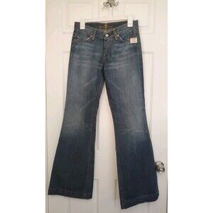 NOS 7 for all Mankind Dojo Women’s Jeans Dark Wash 27 Flare Leg Made USA 29x33